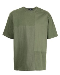 T-shirt à col rond à patchwork olive Comme des Garcons Homme