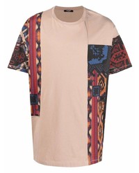 T-shirt à col rond à patchwork rose Balmain