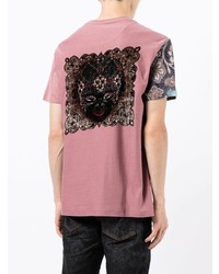 T-shirt à col rond à patchwork rose Etro