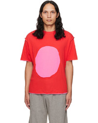 T-shirt à col rond à patchwork rouge Edward Cuming