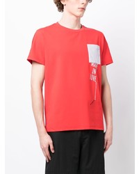 T-shirt à col rond à patchwork rouge Ports V