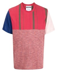 T-shirt à col rond à patchwork rouge Moschino