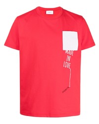 T-shirt à col rond à patchwork rouge Ports V
