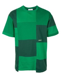 T-shirt à col rond à patchwork vert