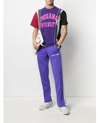 T-shirt à col rond à patchwork violet Needles