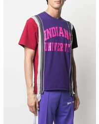 T-shirt à col rond à patchwork violet Needles