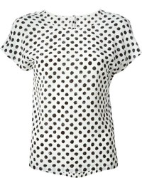 T-shirt à col rond á pois blanc et noir Dolce & Gabbana