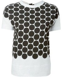 T-shirt à col rond á pois blanc et noir Marni