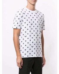T-shirt à col rond á pois blanc et noir Emporio Armani