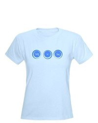T-shirt à col rond á pois bleu clair