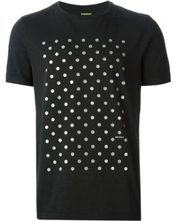 T-shirt à col rond á pois noir et blanc Dondup