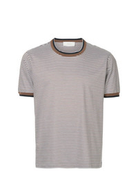 T-shirt à col rond à rayures horizontales beige Cerruti 1881