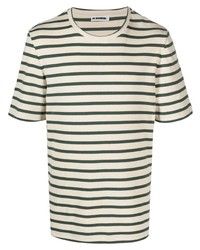 T-shirt à col rond à rayures horizontales beige Jil Sander