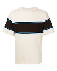 T-shirt à col rond à rayures horizontales beige Jil Sander
