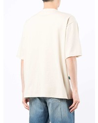 T-shirt à col rond à rayures horizontales beige Coohem