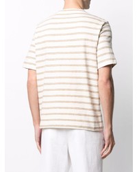 T-shirt à col rond à rayures horizontales beige Lanvin