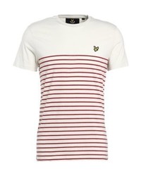 T-shirt à col rond à rayures horizontales beige Lyle & Scott