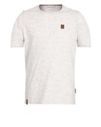 T-shirt à col rond à rayures horizontales beige Naketano