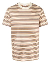 T-shirt à col rond à rayures horizontales beige Sandro Paris