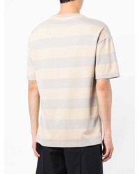 T-shirt à col rond à rayures horizontales beige Paul Smith