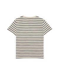 T-shirt à col rond à rayures horizontales beige Saint Laurent