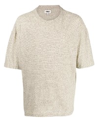 T-shirt à col rond à rayures horizontales beige YMC