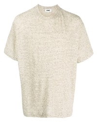 T-shirt à col rond à rayures horizontales beige YMC
