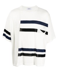 T-shirt à col rond à rayures horizontales blanc et bleu marine Ambush