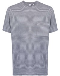 T-shirt à col rond à rayures horizontales blanc et bleu marine Aspesi