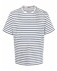 T-shirt à col rond à rayures horizontales blanc et bleu marine Barena