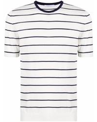 T-shirt à col rond à rayures horizontales blanc et bleu marine Cenere Gb