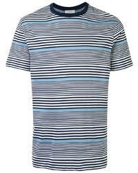 T-shirt à col rond à rayures horizontales blanc et bleu marine Cerruti 1881