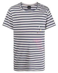 T-shirt à col rond à rayures horizontales blanc et bleu marine COOL T.M