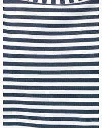 T-shirt à col rond à rayures horizontales blanc et bleu marine Fay