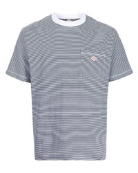 T-shirt à col rond à rayures horizontales blanc et bleu marine Danton