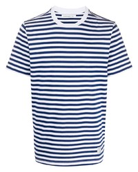 T-shirt à col rond à rayures horizontales blanc et bleu marine Department 5
