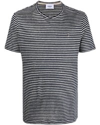 T-shirt à col rond à rayures horizontales blanc et bleu marine Dondup
