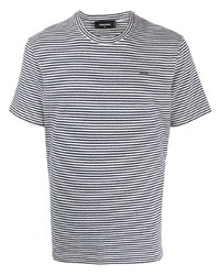 T-shirt à col rond à rayures horizontales blanc et bleu marine DSQUARED2