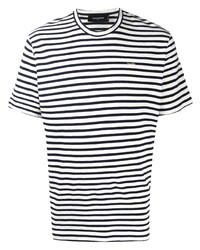 T-shirt à col rond à rayures horizontales blanc et bleu marine DSQUARED2