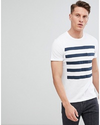 T-shirt à col rond à rayures horizontales blanc et bleu marine French Connection