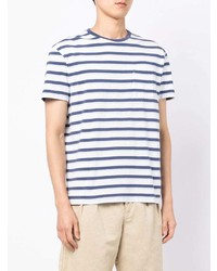 T-shirt à col rond à rayures horizontales blanc et bleu marine Polo Ralph Lauren