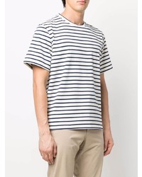 T-shirt à col rond à rayures horizontales blanc et bleu marine Barena
