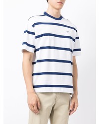 T-shirt à col rond à rayures horizontales blanc et bleu marine Emporio Armani