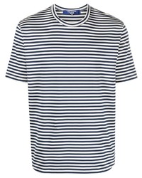 T-shirt à col rond à rayures horizontales blanc et bleu marine Junya Watanabe MAN