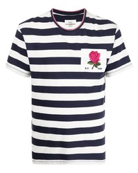T-shirt à col rond à rayures horizontales blanc et bleu marine Kent & Curwen