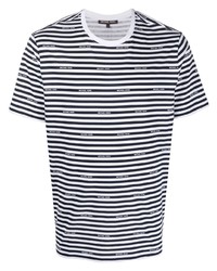 T-shirt à col rond à rayures horizontales blanc et bleu marine Michael Kors