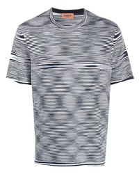 T-shirt à col rond à rayures horizontales blanc et bleu marine Missoni