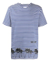 T-shirt à col rond à rayures horizontales blanc et bleu marine Myar