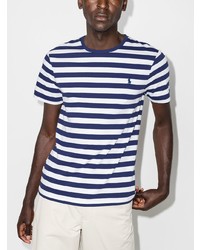 T-shirt à col rond à rayures horizontales blanc et bleu marine Polo Ralph Lauren