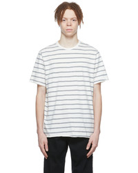 T-shirt à col rond à rayures horizontales blanc et bleu marine rag & bone